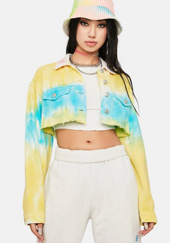 Sun Dance Tie Dye Crop Denim Jacket