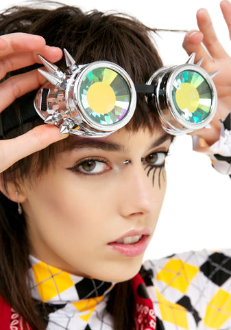 Chrome Spike Kaleidoscope Goggles