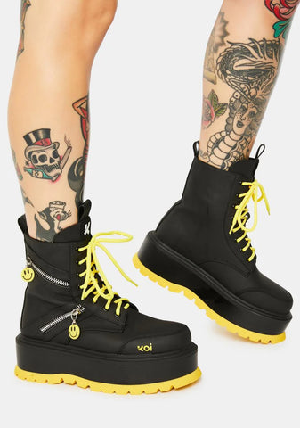 Bassiani Smiley Face Platform Boots