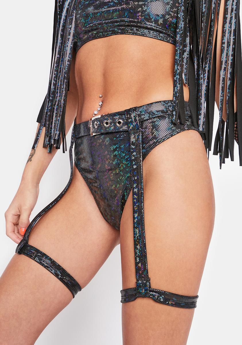 Holo Shimmer High Waist Garter Shorts