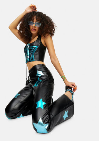Spacey Waves Vegan Leather Star Corset