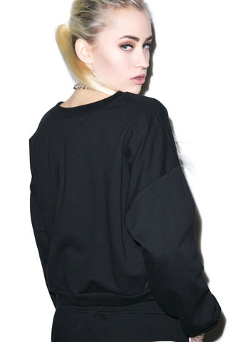 All Star Crop Crewneck - Black