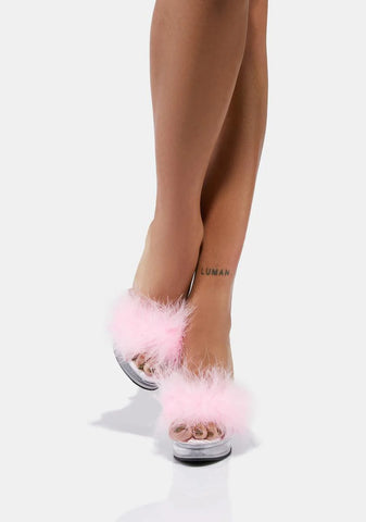 Sweet Royal Attitude Marabou Heels