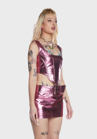 Cindy Metallic Vegan Leather Corset
