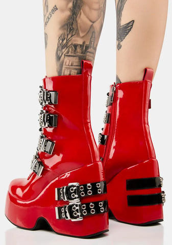 Red Amalfi Buckle Boots