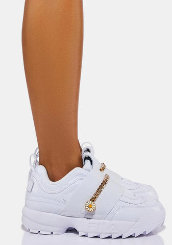 White Disruptor II Metal Chain Sneakers