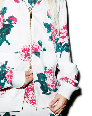 8Bit Floral Hoodie - Black