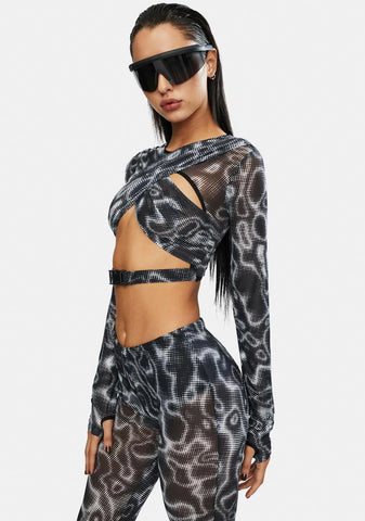 Ripple Effect Mesh Crop Top