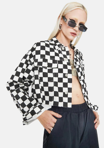 Meet Ur Maker Checkered Denim Jacket