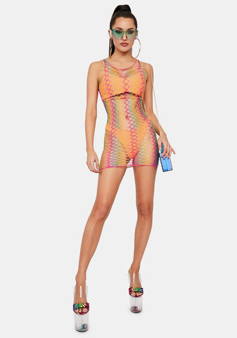 Need A Vacation Fishnet Mini Dress