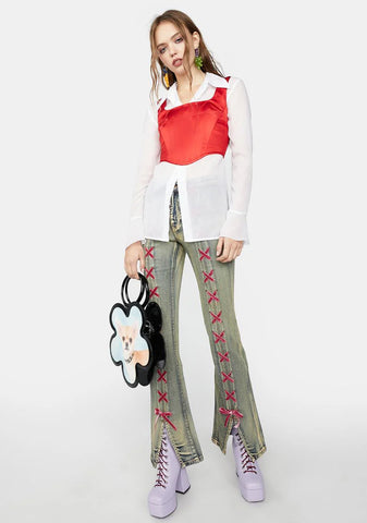 Just A Girl Satin Corset Top