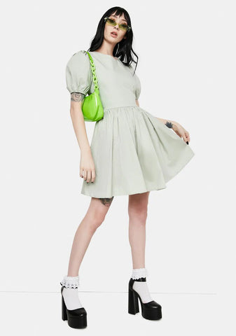 Sage Lara Puff Sleeve Mini Dress