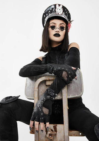 Grommet Fingerless Gloves