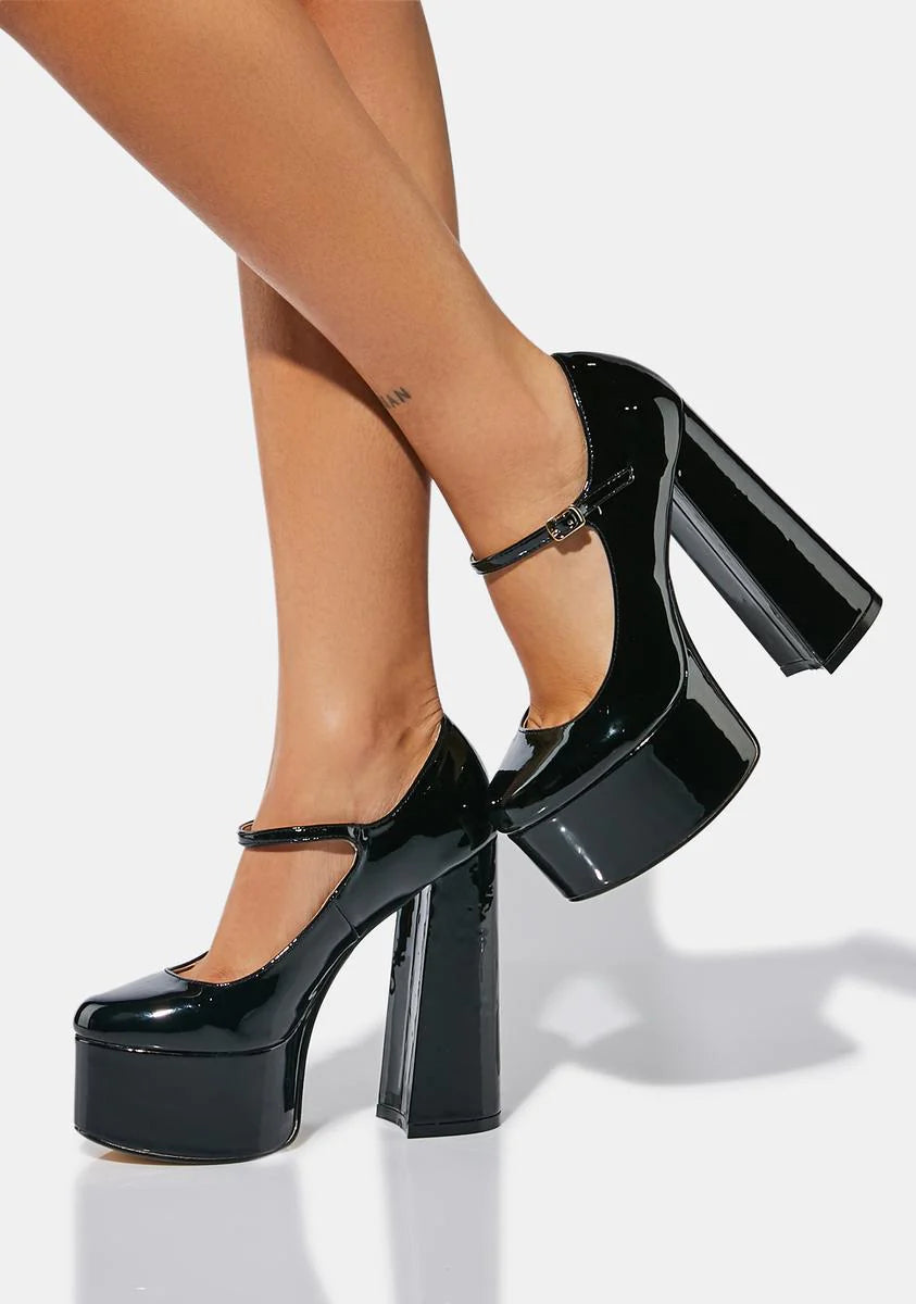 Sparkley Patent Platform Heels