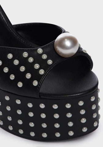 Mia Satin Pearl Platform Heels