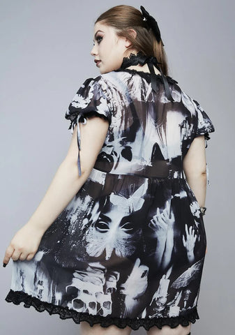 Very Tragic Accident Printed Babydoll Dress