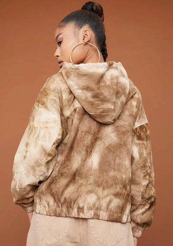 Olive On The Flip Side Tie Dye Zip Up Hoodie