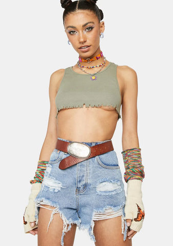 Miss Go Getter Distressed Denim Shorts