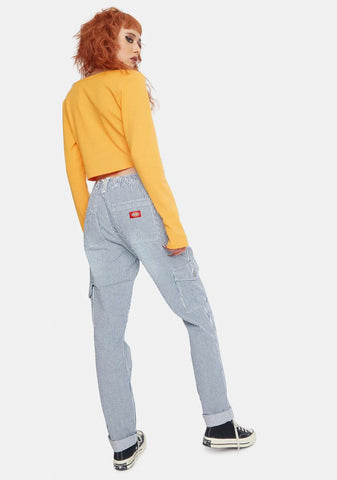 Navy White Factory Roll Pants