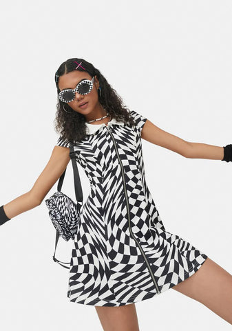 Warp Speed Checkered Mini Dress