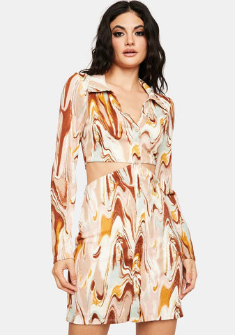 Blurry Vision Cut Out Mini Dress