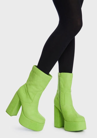 x Teletubbies Green Platform Boots