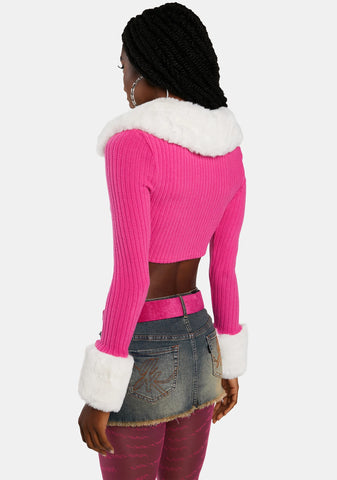 Magenta Prep In Your Step Crop Sweater