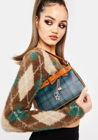 College Ruled Plaid Shoulder Bag