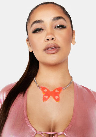 Neon Butterfly Necklace
