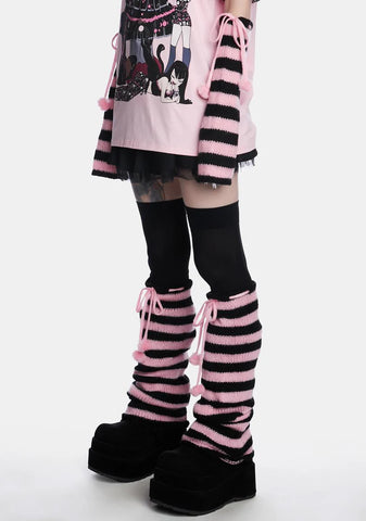 Pity Me Tonight Striped Arm And Leg Warmer Set
