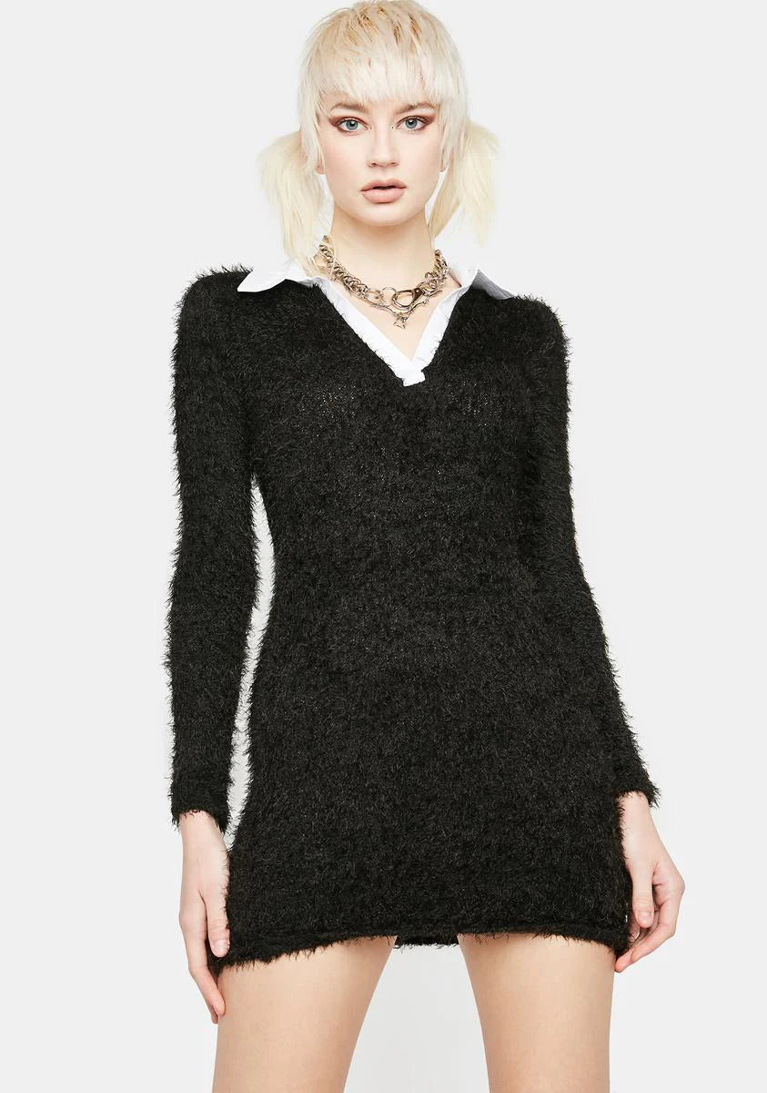 Crow Suit Yourself Fuzzy Bodycon Mini Dress