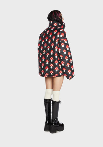 Mushroom Print Puffer Jacket