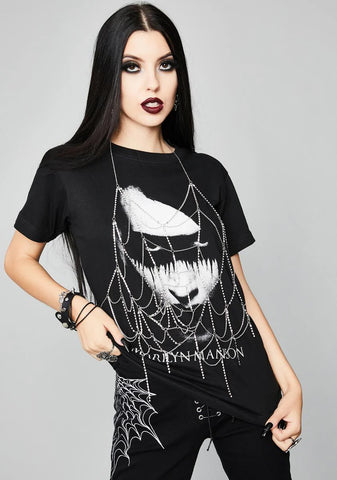 The Dark Web Rhinestone Harness Top