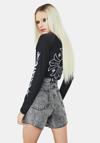 No New Friends Acid Wash Denim Shorts