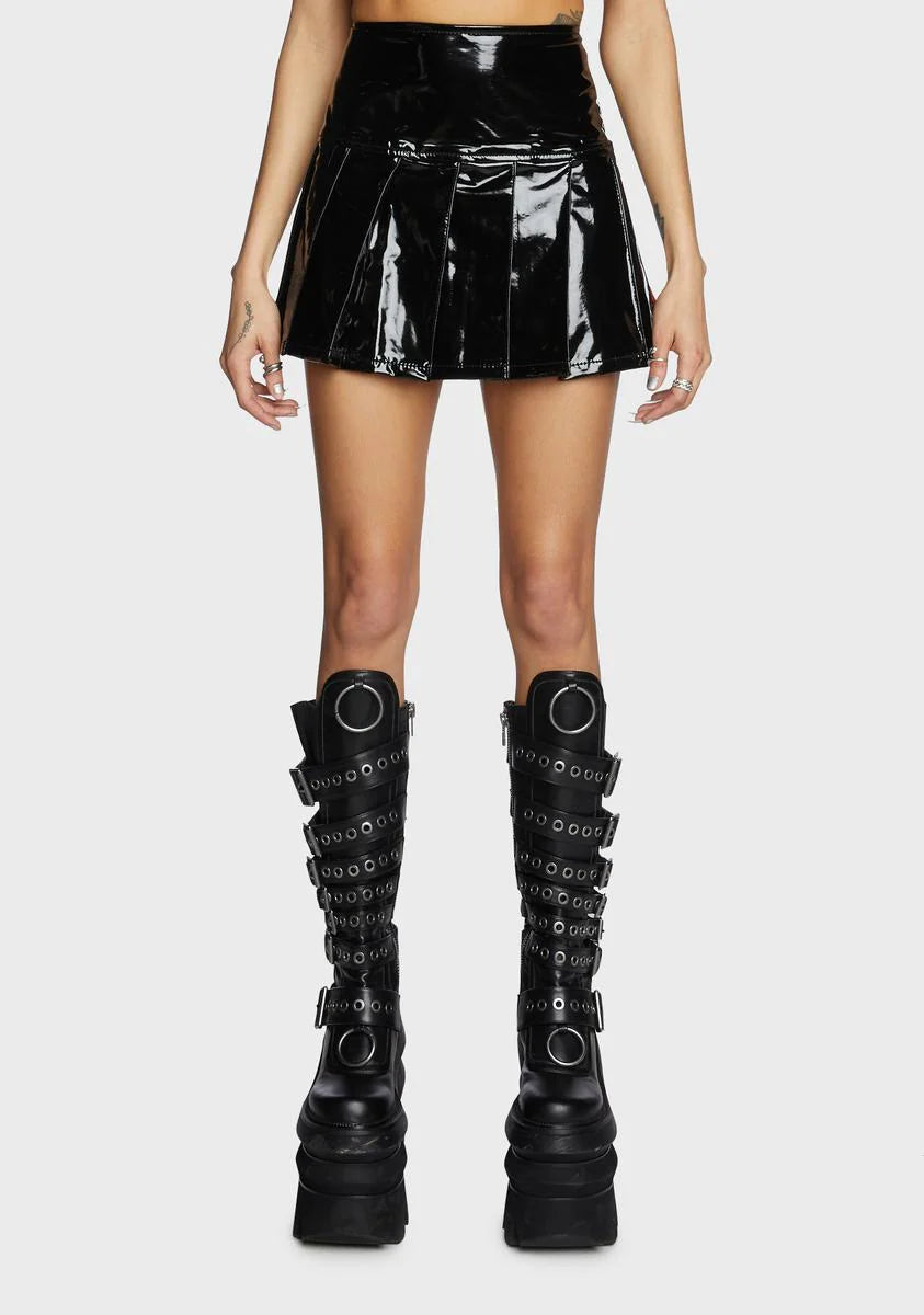 Vinyl Pleated Mini Skirt
