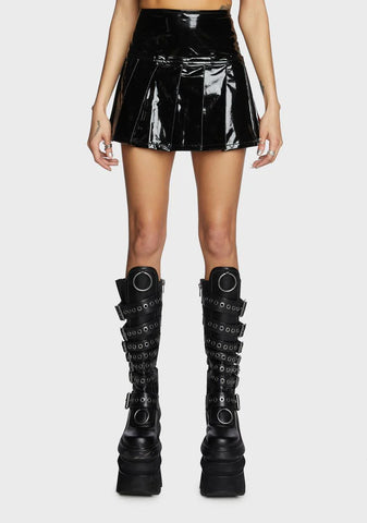 Vinyl Pleated Mini Skirt