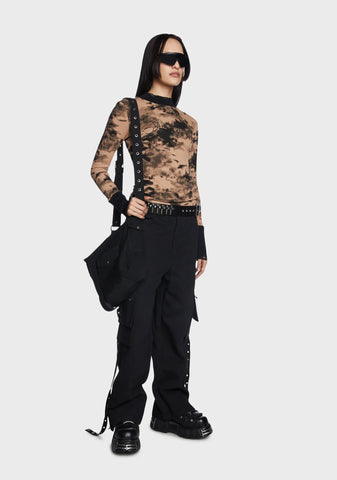 Micro Perspective Collect Waist Embroidered Shirt