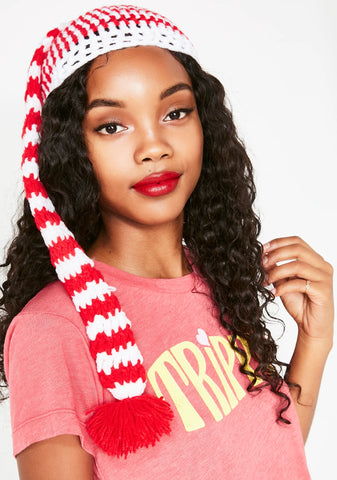 Candy Cane Bae Crochet Beanie
