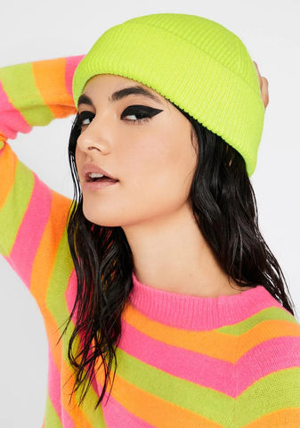Color Shock Ribbed Beanie