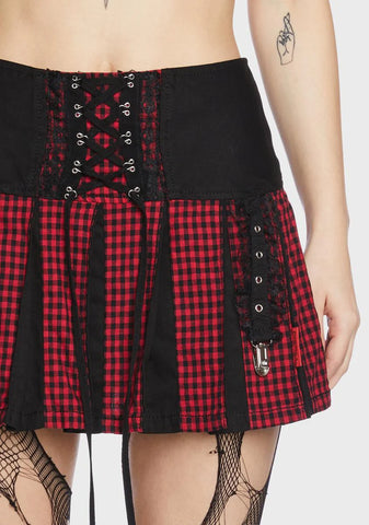 Black And Red Bo Peep Pleated Garter Skirt
