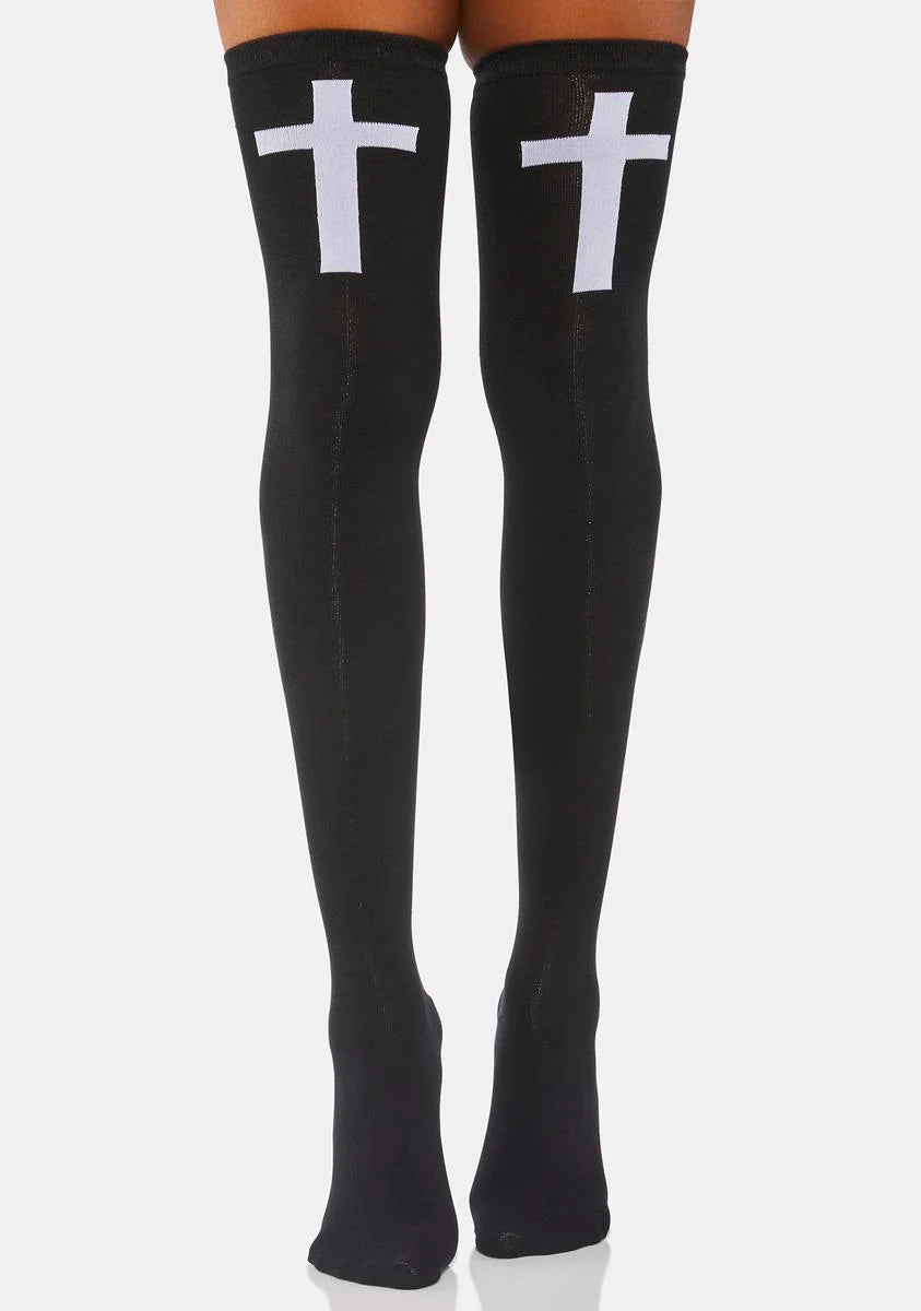 Wicked Count Your Blessings Thigh High Socks