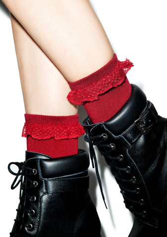 Struck By Cupid Ruffle Ankle Socks