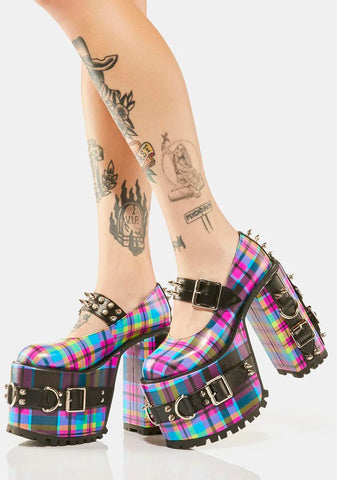 Paint The Town Plaid Mary Janes