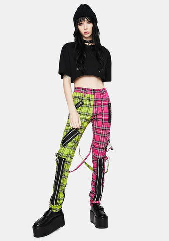 Lime Pink Madness Plaid Pants