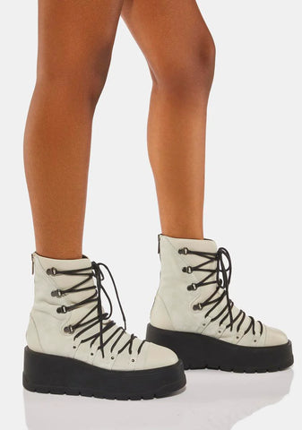 White Simone Wedge Boots