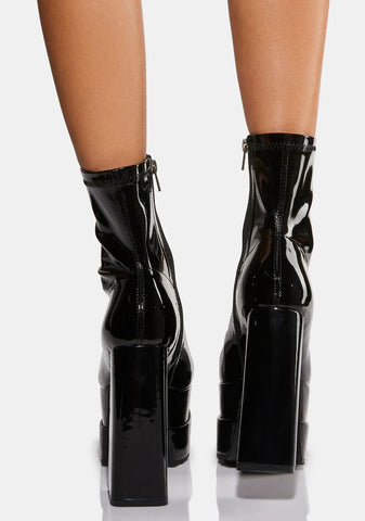 Black Cassette Platform Boots