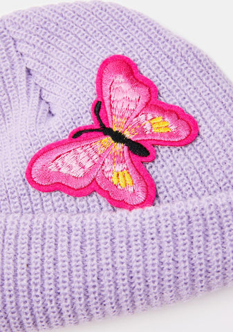 Lilac You're So Fly Knit Beanie