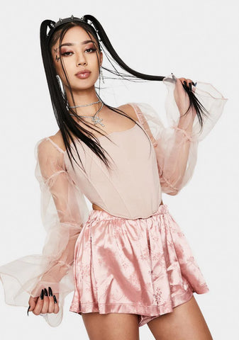 Blush Statement Sleeve Corset Top