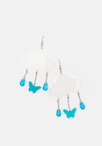 Butterfly In The Cloud Drop Earrings