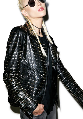 Nia Nail Head Leather Jacket